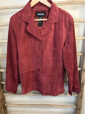 Brandon Thomas Women's Red Suede Leather Jacket Size XL